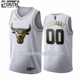 Canotte Bambino Chicago Bulls Personalizzate 2019-20 Nike Bianco Golden Edition Swingman